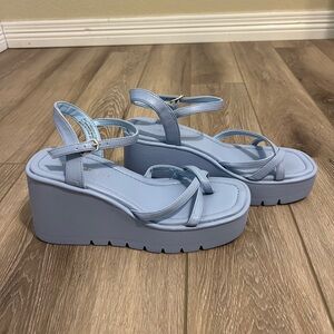 Madden Girl Light Blue Platform Wedges Women’s 7.5 NWOT